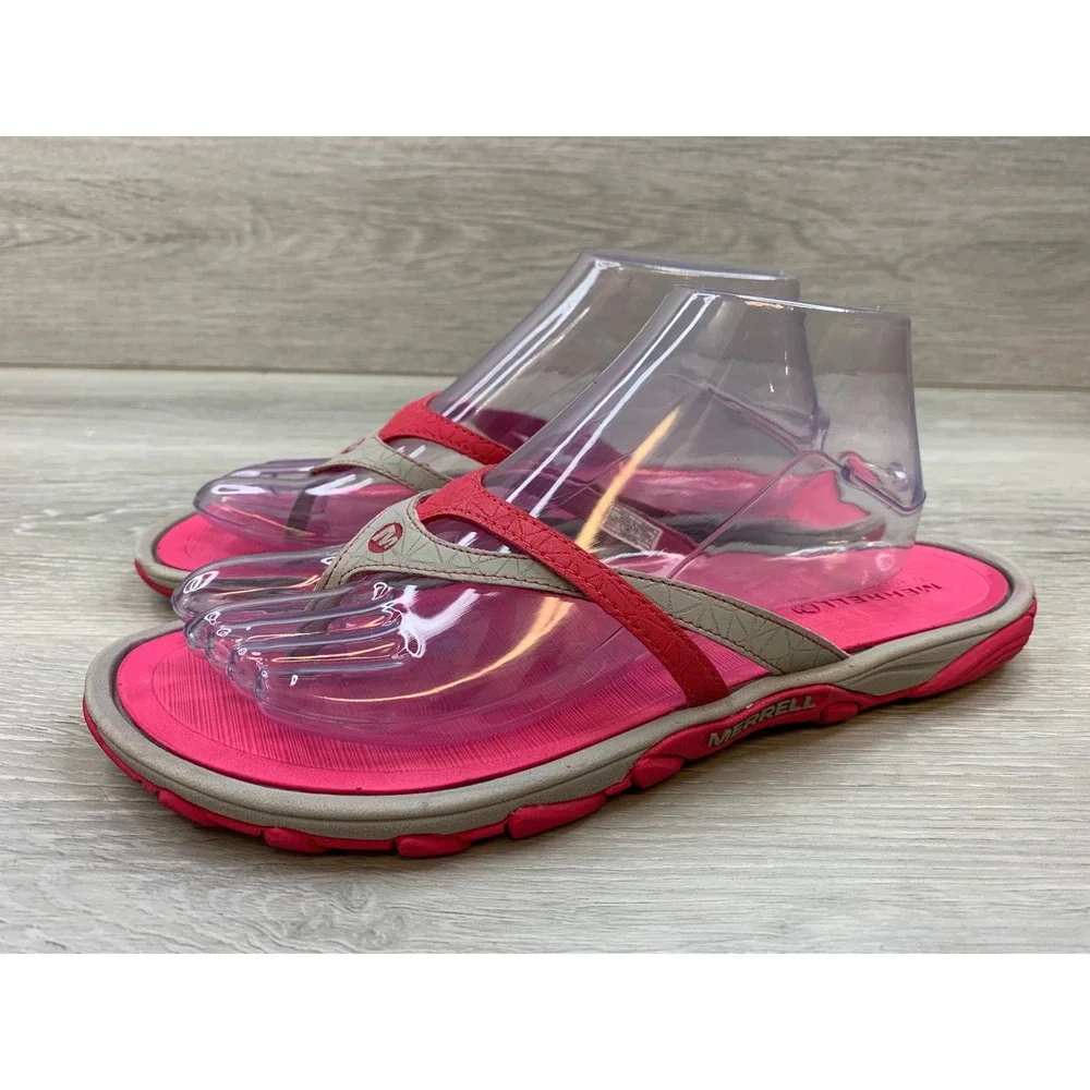 Merrell Terran Post II Rose Pink Grey Sandals Women's 10 Thong Flip Flop Shoes